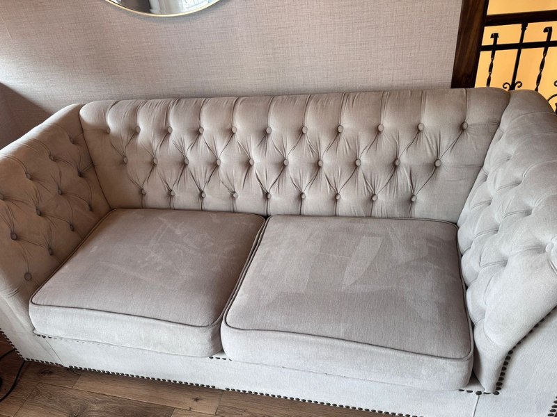 Clean sofa after upholstery cleaning